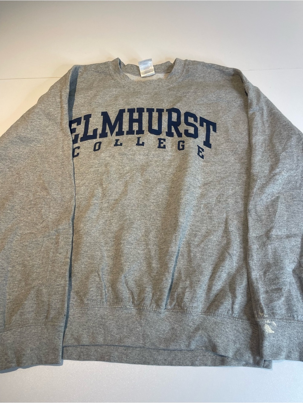 Gildan Gray Crewneck Sweatshirt with Navy Elmhurst College Print